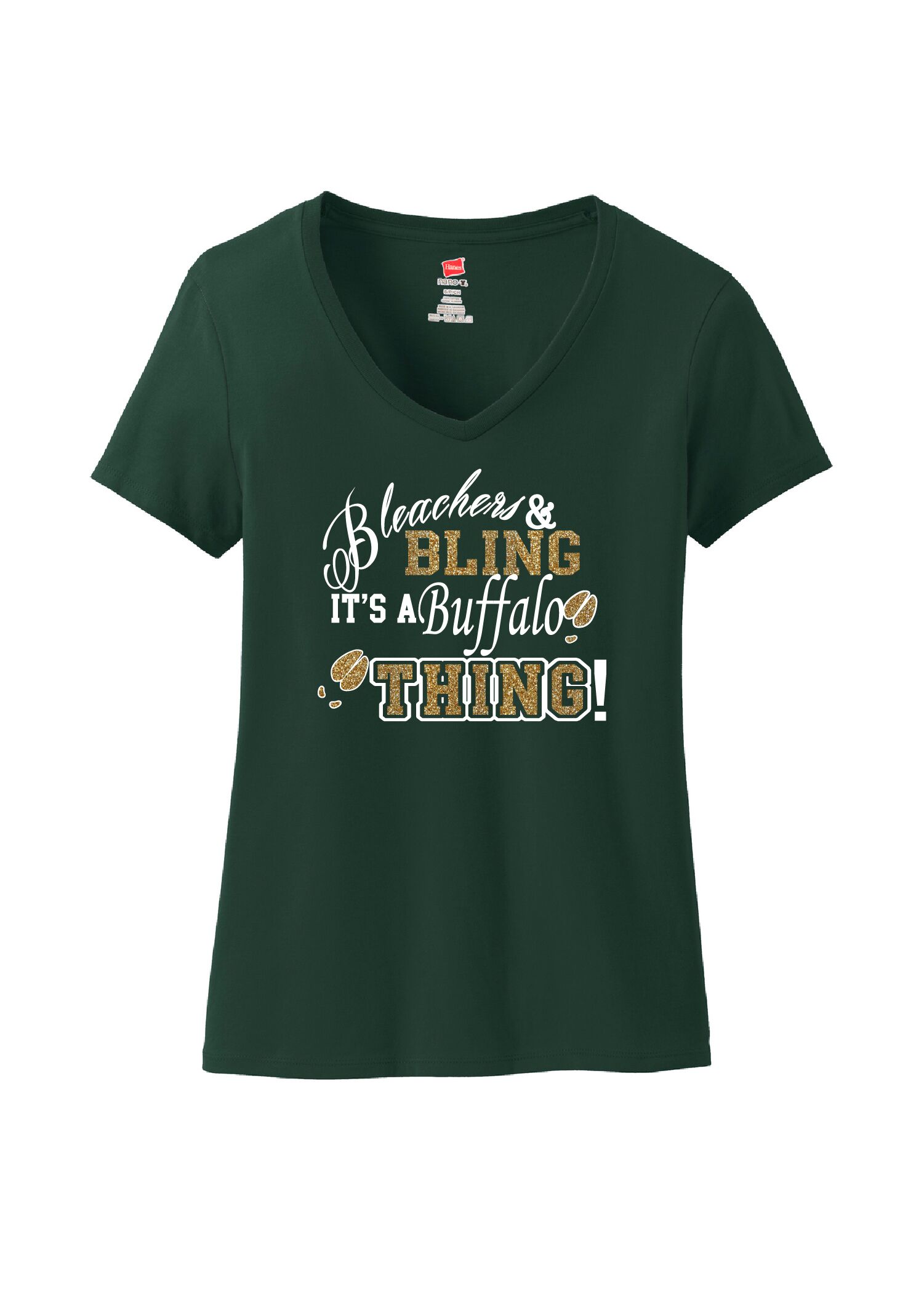 Hanes Ladies Bleachers & Bling Glitter Tee